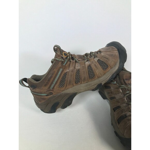 KEEN Shoes - KEEN Womens Hiking Shoes Size 9.5 Beige and Blue Voyager Leather Lace Up Outdoor